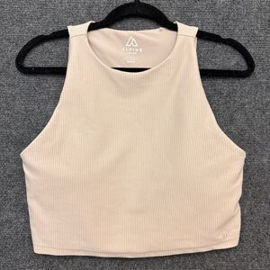 Alpine Design Ribbed Crop Tank Beige High Neck Stretch Athleisure Women’s L
